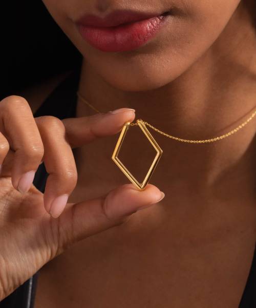 Solid Gold 14K Ring Holder Necklace Geometric