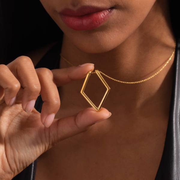 Solid Gold 14K Ring Holder Necklace Geometric