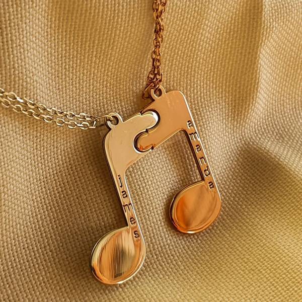Couple Musicial Note Matching Necklace Set