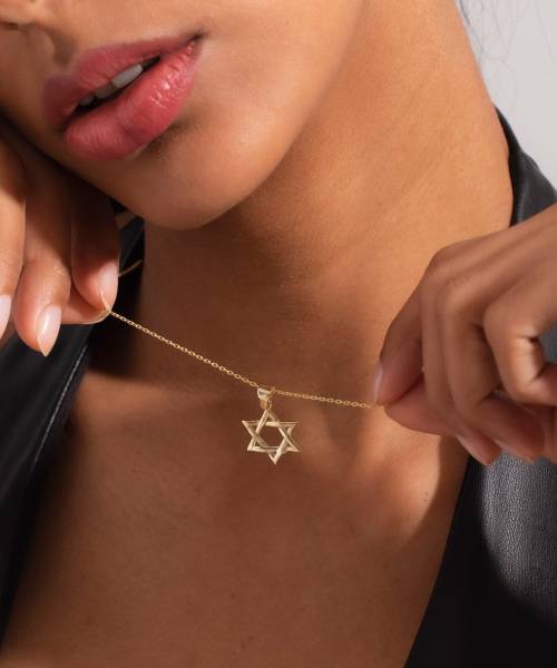 14k Solid Gold David Star Necklace