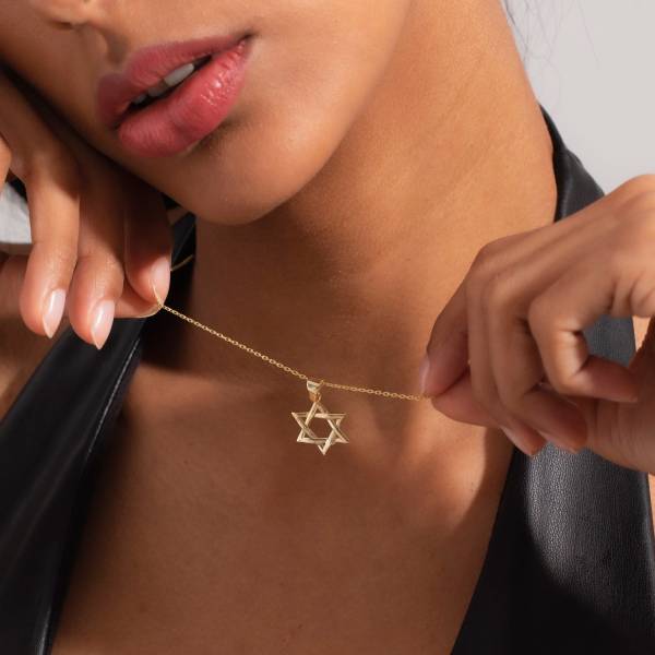 14k Solid Gold David Star Necklace