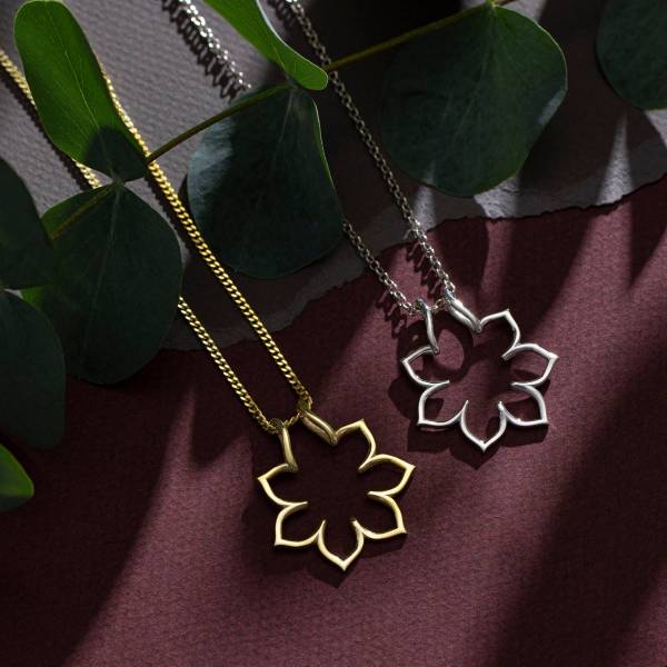14k Solid White Gold Sunflower Ring Holder Necklace - Image 2