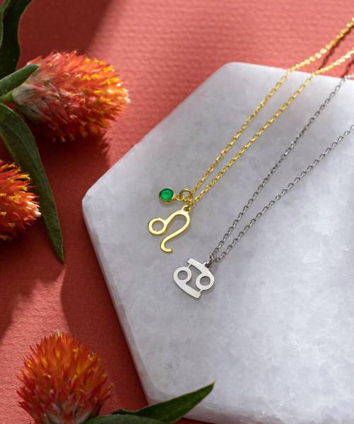 Star Sign Necklace with Birthstone