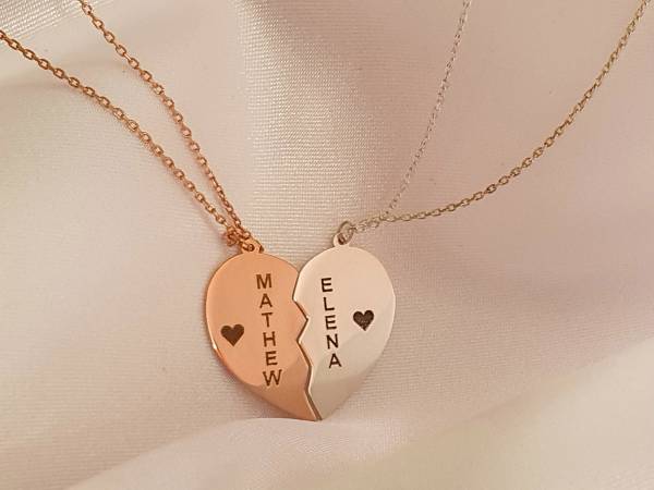 2 Pieces Heart Matching Couple Necklace Set - Image 4
