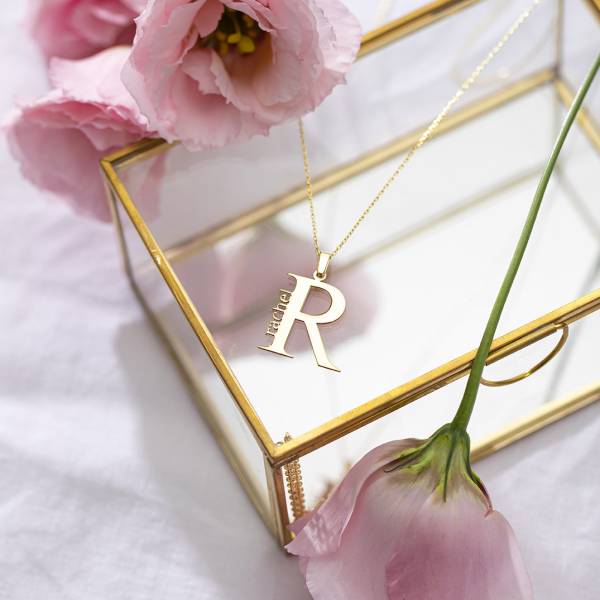 Big Initial Name Necklace, - Image 3