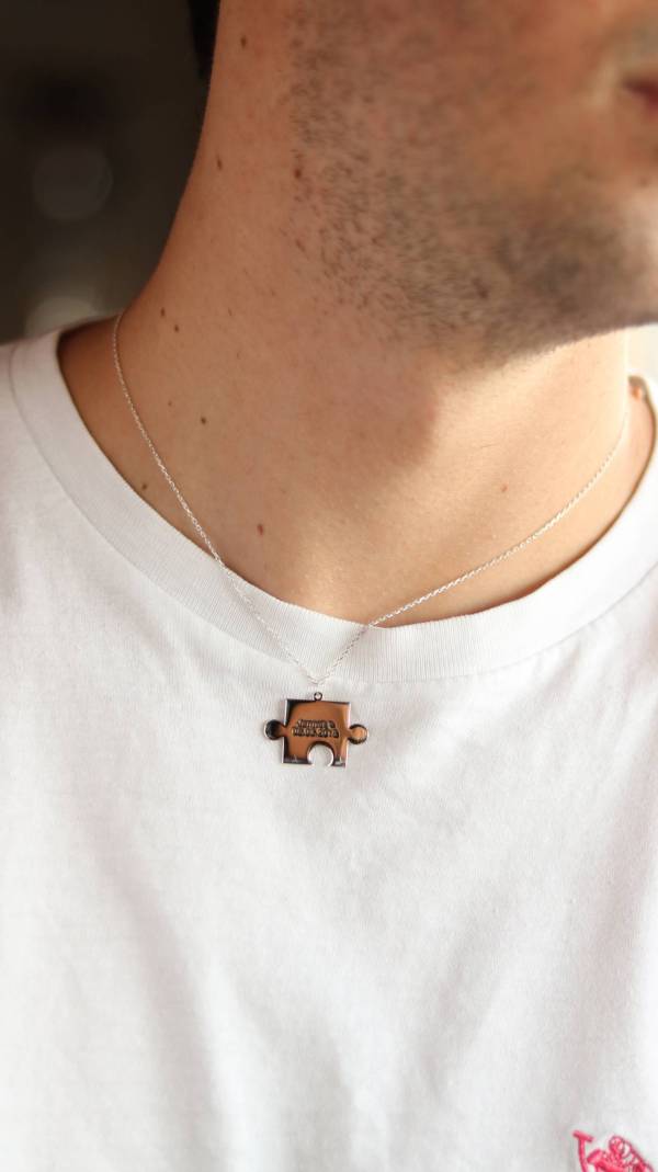 Couple Necklace Puzzle Pieces, 2 Pieces Matching Personalized Necklaca - Image 5